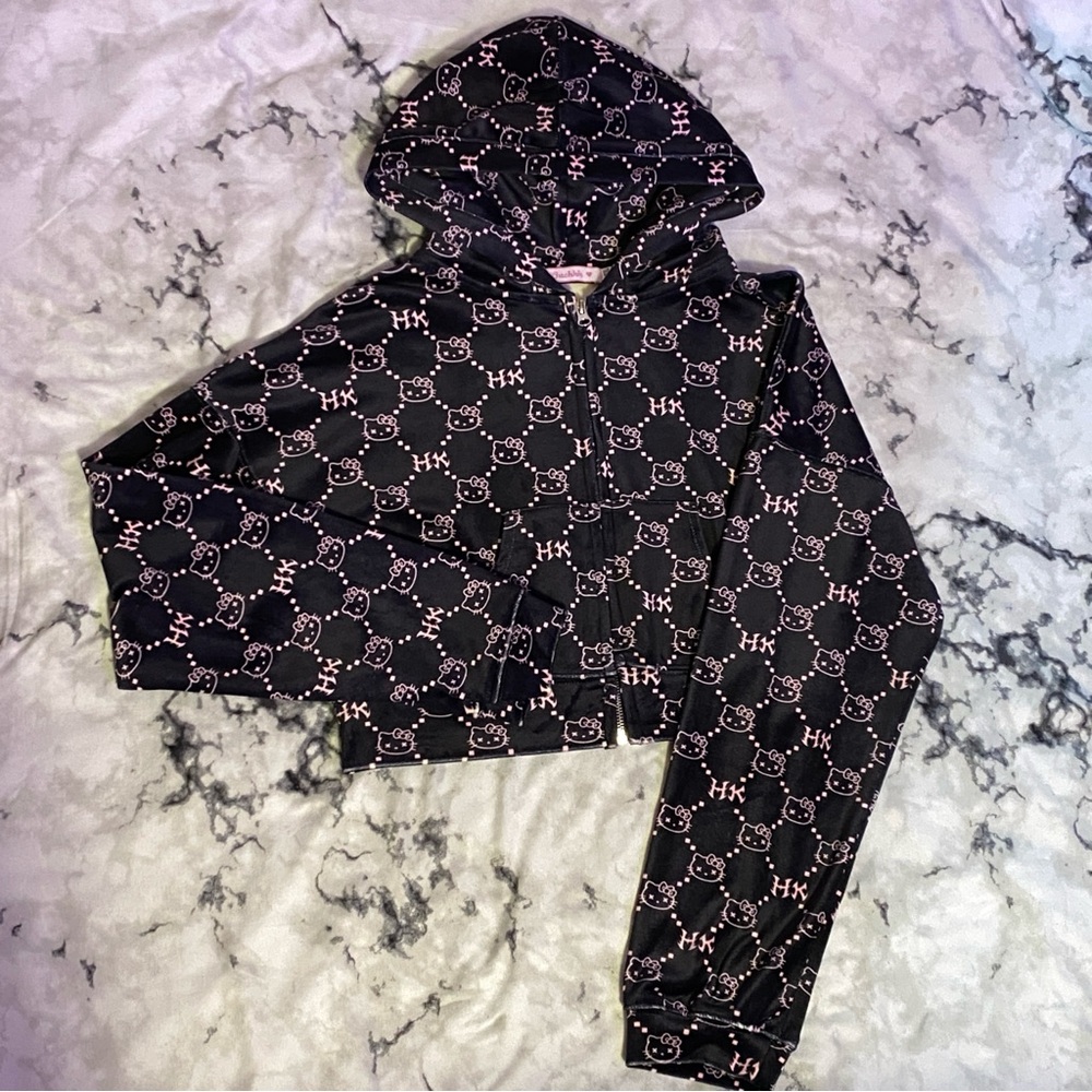 🎀 Hello Kitty Luxe Velour Cropped Hoodie